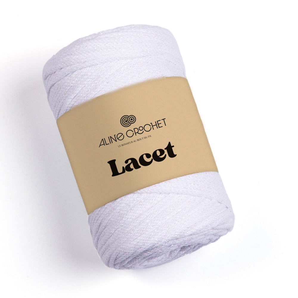 LACET METALLISE 250g - Coton macramé 75% coton, 13% polyester, 12% polyester métallisé