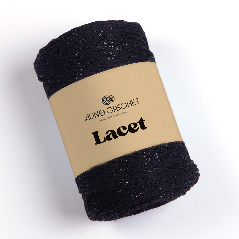 LACET METALLISE 250g - Coton macramé 75% coton, 13% polyester, 12% polyester métallisé