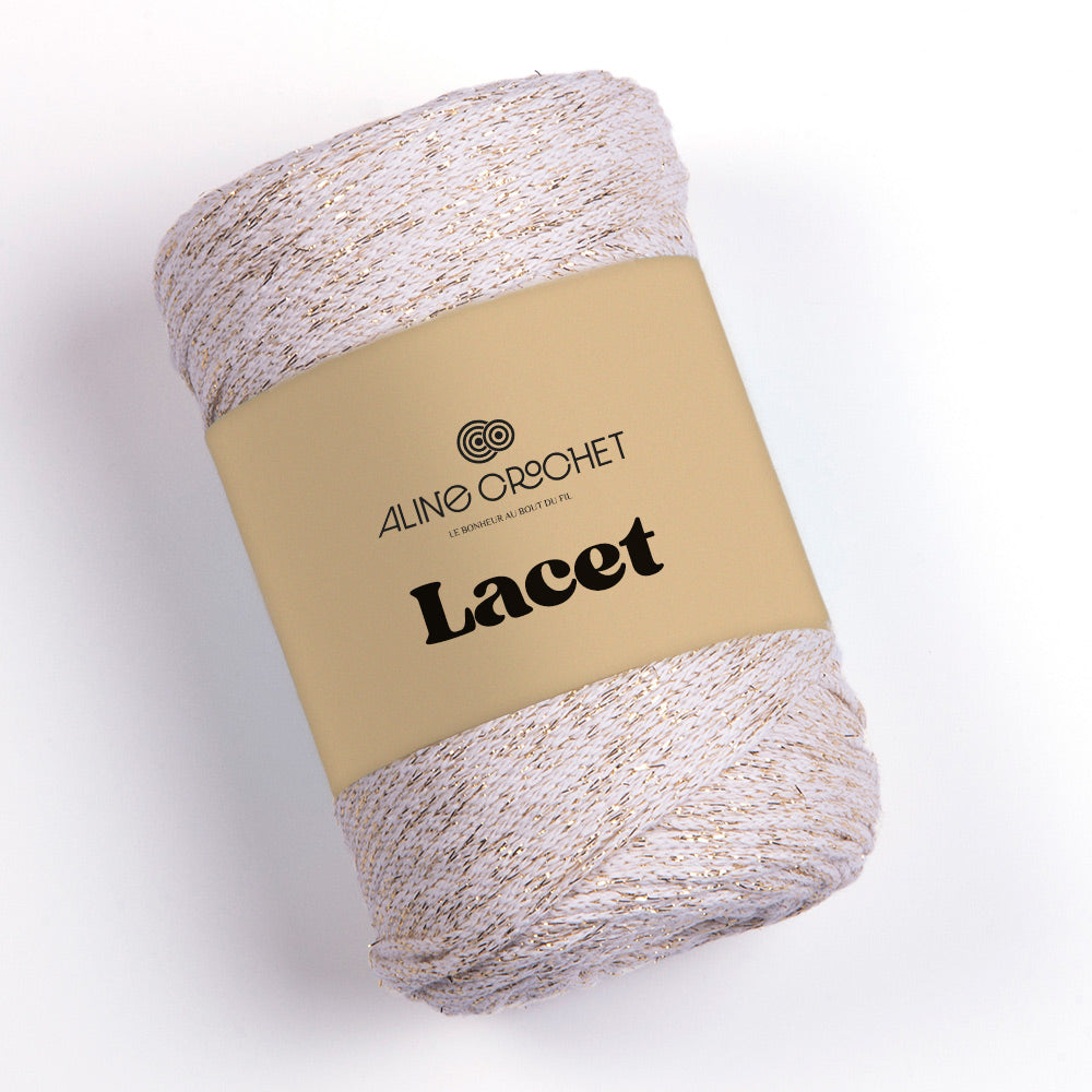 LACET METALLISE 250g - Coton macramé 75% coton, 13% polyester, 12% polyester métallisé