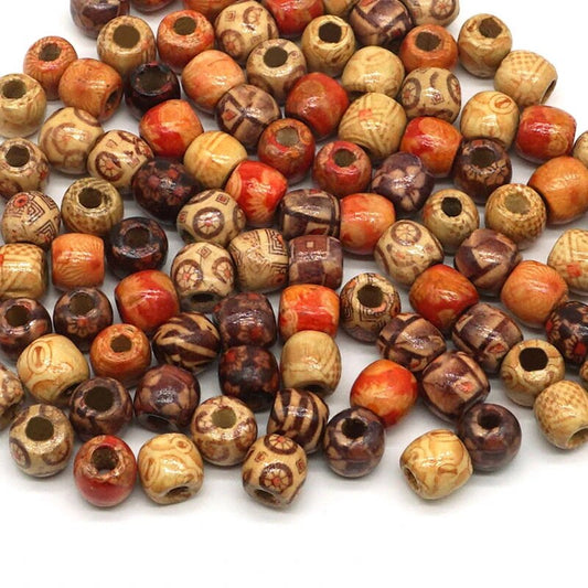 Perles en bois multicolores (x10)