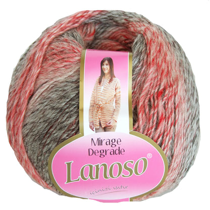 Laine MIRAGE DEGRADE 100g - 49% laine, 51% acrylique, qualité supérieure