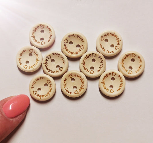 Boutons en bois "Handmade with love "