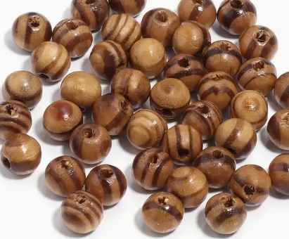 Perles en bois marron 10 mm (X 20)